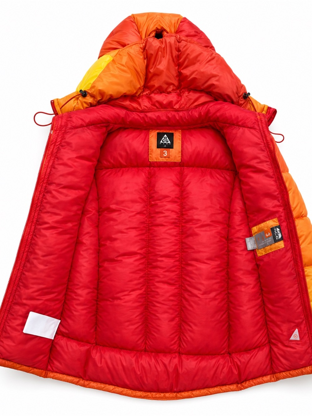 Nike ACG Red Orange Yellow Gradient Puffer Jacket - Picture 2 of 9